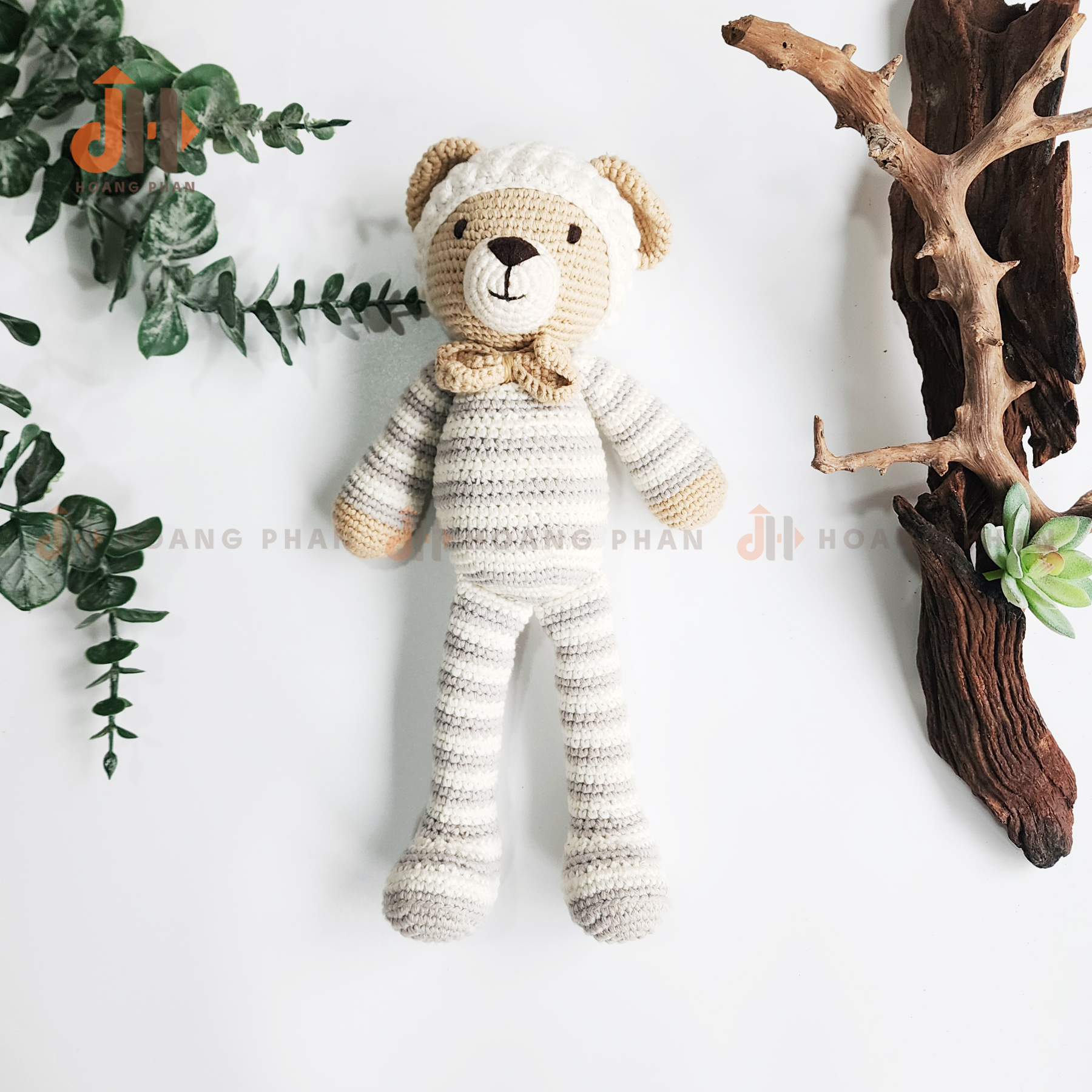 [Thú bông móc len] Gấu Gu Cun Pijama Hồng