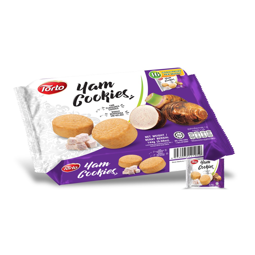 Bánh quy Khoai Mỡ White castle nhập khẩu Malaysia 144g Torto Asian Cookies Yam Cookies
