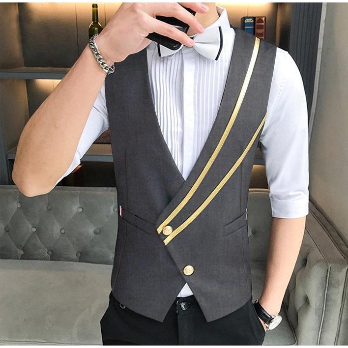 Áo Gile vạt chéo chất vải Tuytsi mỏng tôn Form, không phai màu, không nhăn mã mã- H54