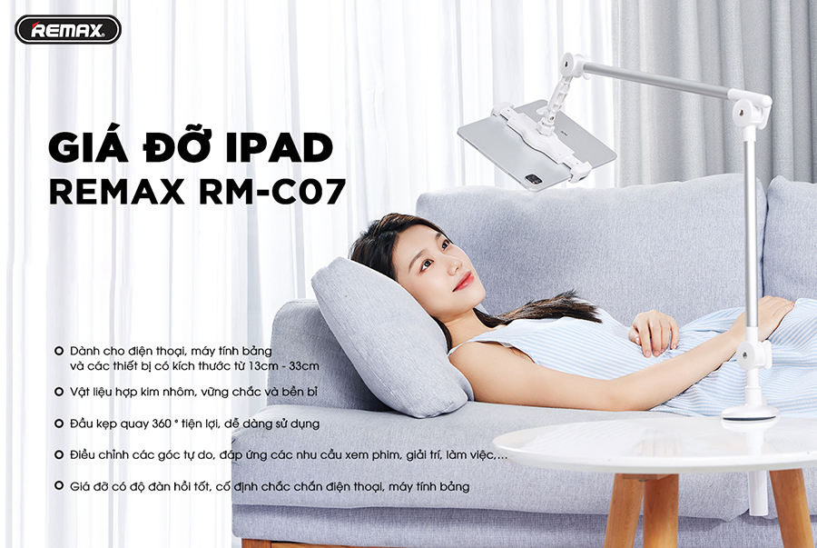 Giá Đỡ Ipad REMAX RMC07 Hợp Kim Nhôm - Hàng Chính Hãng