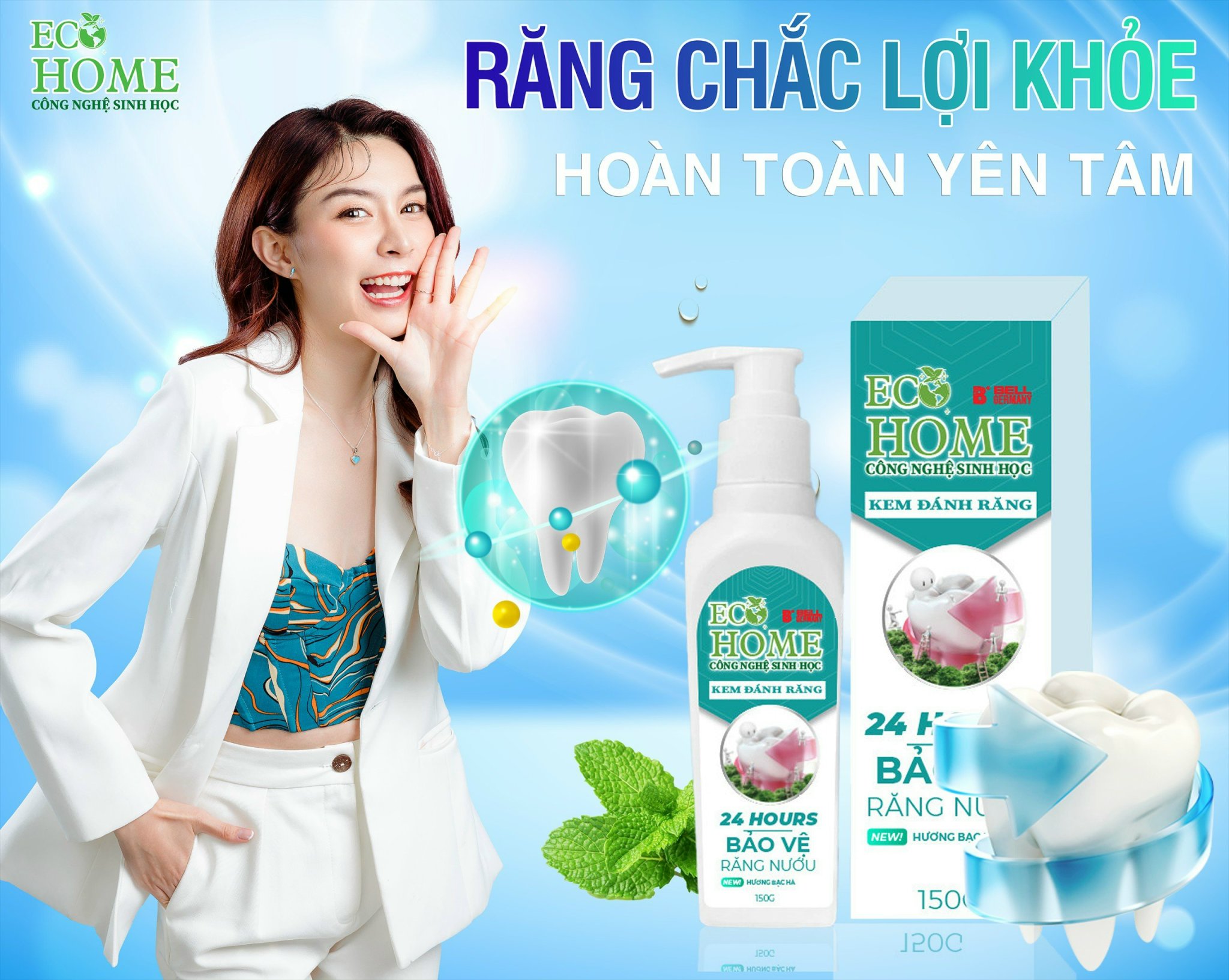 Hình ảnh Kem Đánh Trắng Răng Công Nghệ Sinh Học ECOHOME Kim Ngân Store Giúp Loại Bỏ Các Vết Ố Vàng Tại Răng, Làm Răng Trắng Sáng