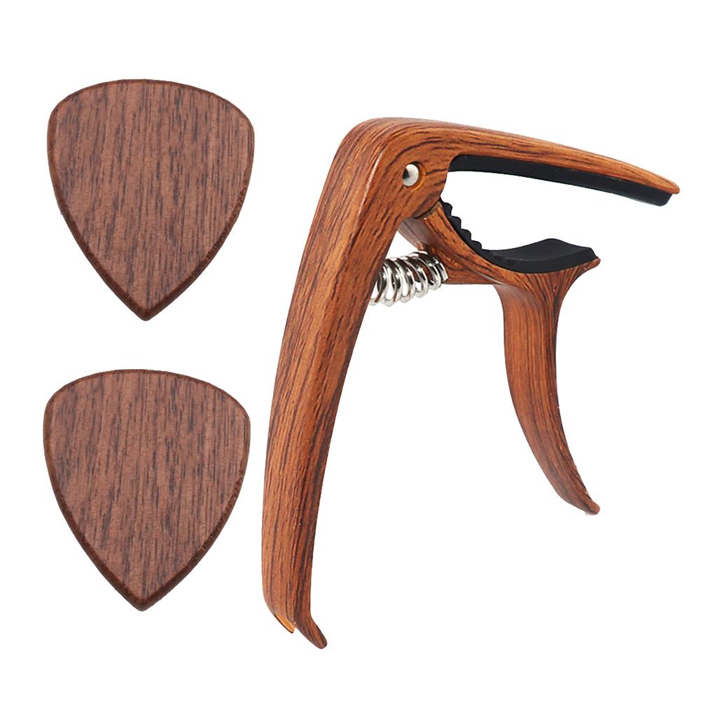 Đen Óc Chó Gỗ Đàn Guitar Phím 2 chiếc, Đàn Guitar Plectrums Cho Điện, Acoustic hoặc Guitar Bass & Guitar Capo