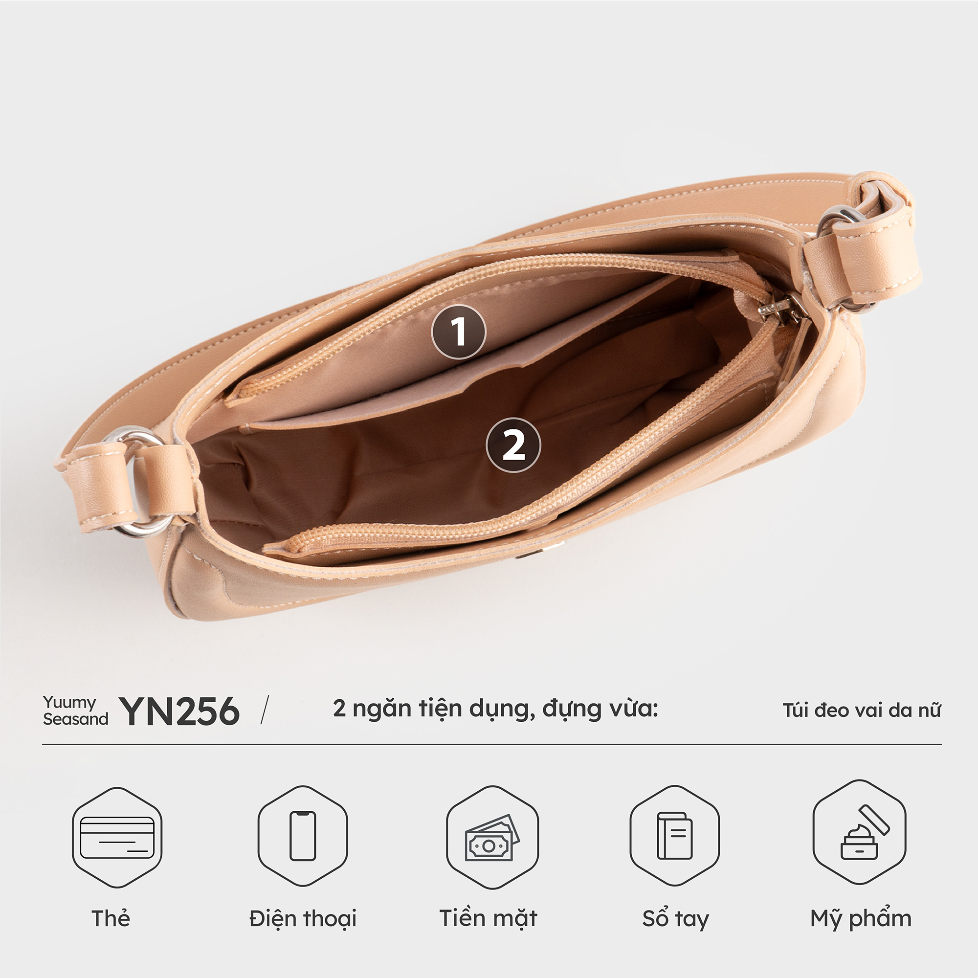 Túi Yuumy ( Thời trang nữ kiểu dáng thuyền size 21 - Túi đeo vai da Seasand YN256 )