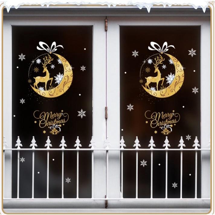 Decal trang trí noel tuần lộc trong quả cầu pha lê