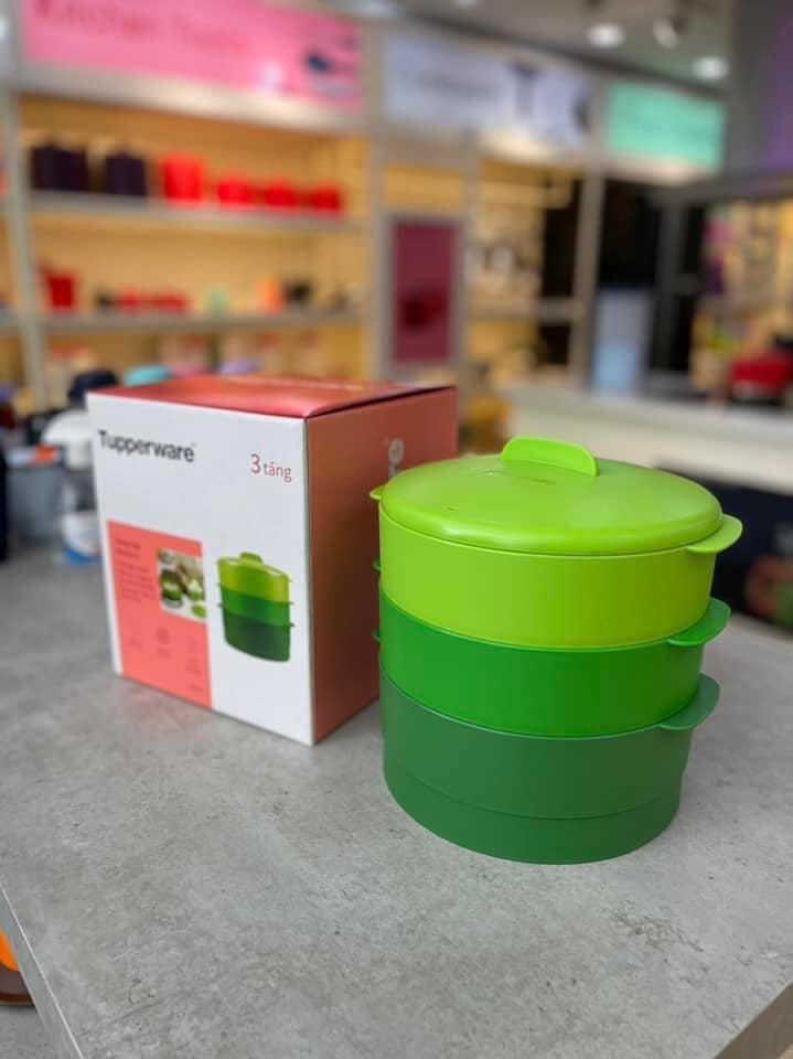 Xửng Hấp Tupperware Steam It 3 Tầng màu tím