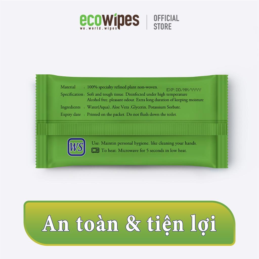 Khăn lạnh cao cấp EcoWipes 1 tờ dùng 1 lần mang đi khổ lớn, dày dặn dùng nhà hàng, bán đồ ăn, bánh mì