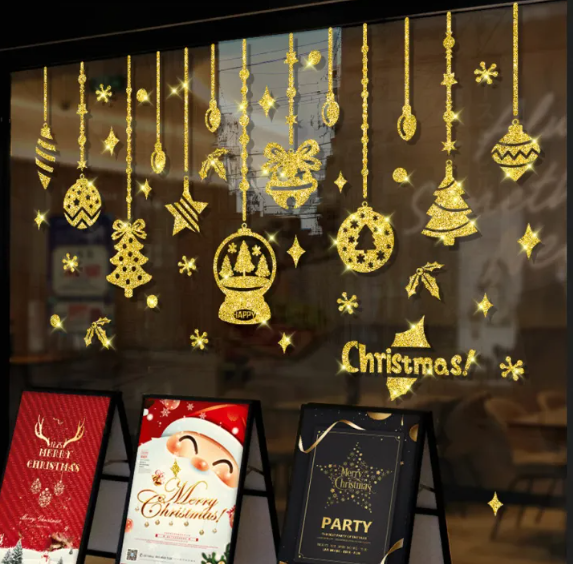 Decal trang trí Noel - Rèm dây phụ kiện nhũ kim tuyến