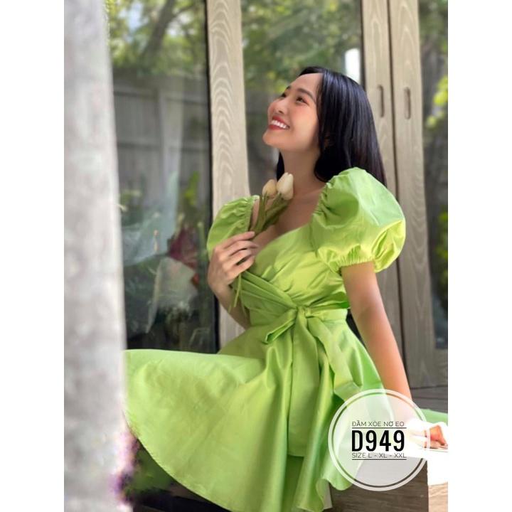 ĐẦM NƠ XANH LÁ BIGSIZE DÁNG XÒE ĐI TIỆC/ĐI BIỂN
