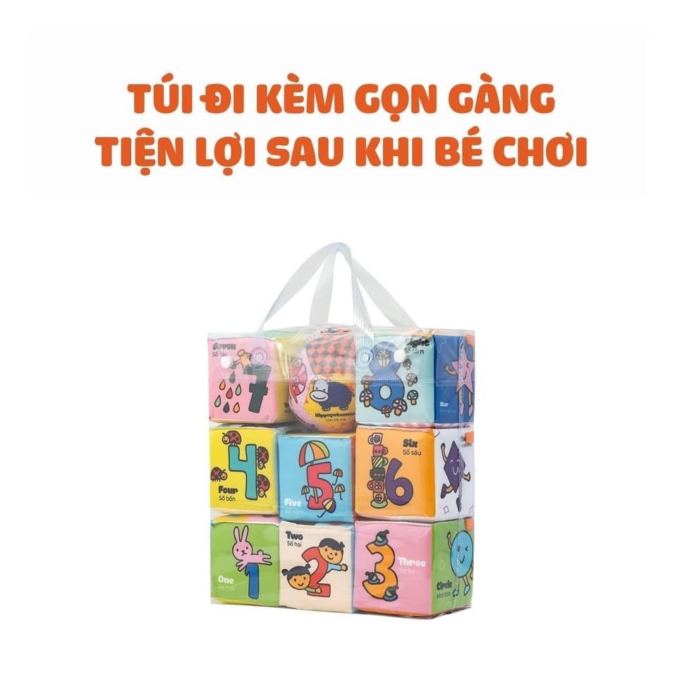 Đồ Chơi Hình Khối Vải Xúc Xắc Vui Nhộn Travel Block 9 pcs (0-2 tuổi) - Lalala Baby