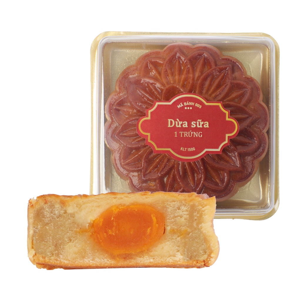 Bánh trung thu ăn kiêng, ít ngọt Sữa Dừa Hoàng Kim (1 trứng muối) Nonglamfood 150g