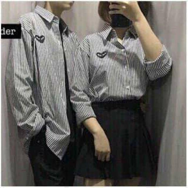 ÁO SƠ MI THÊU TRÁI TIM UNISEX