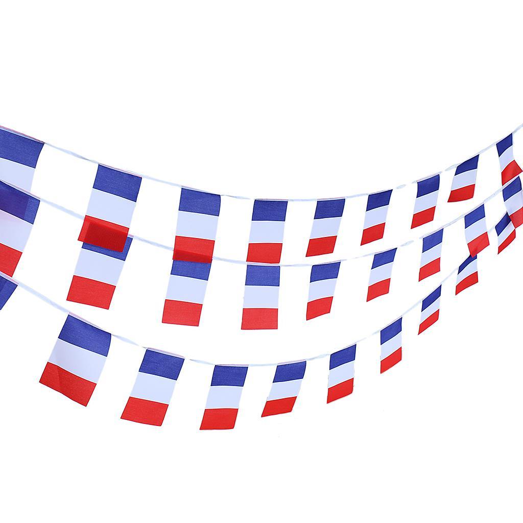 4X 10m French 30Pcs Flag String Bunting Banner Garland Outdoor Garden Decor