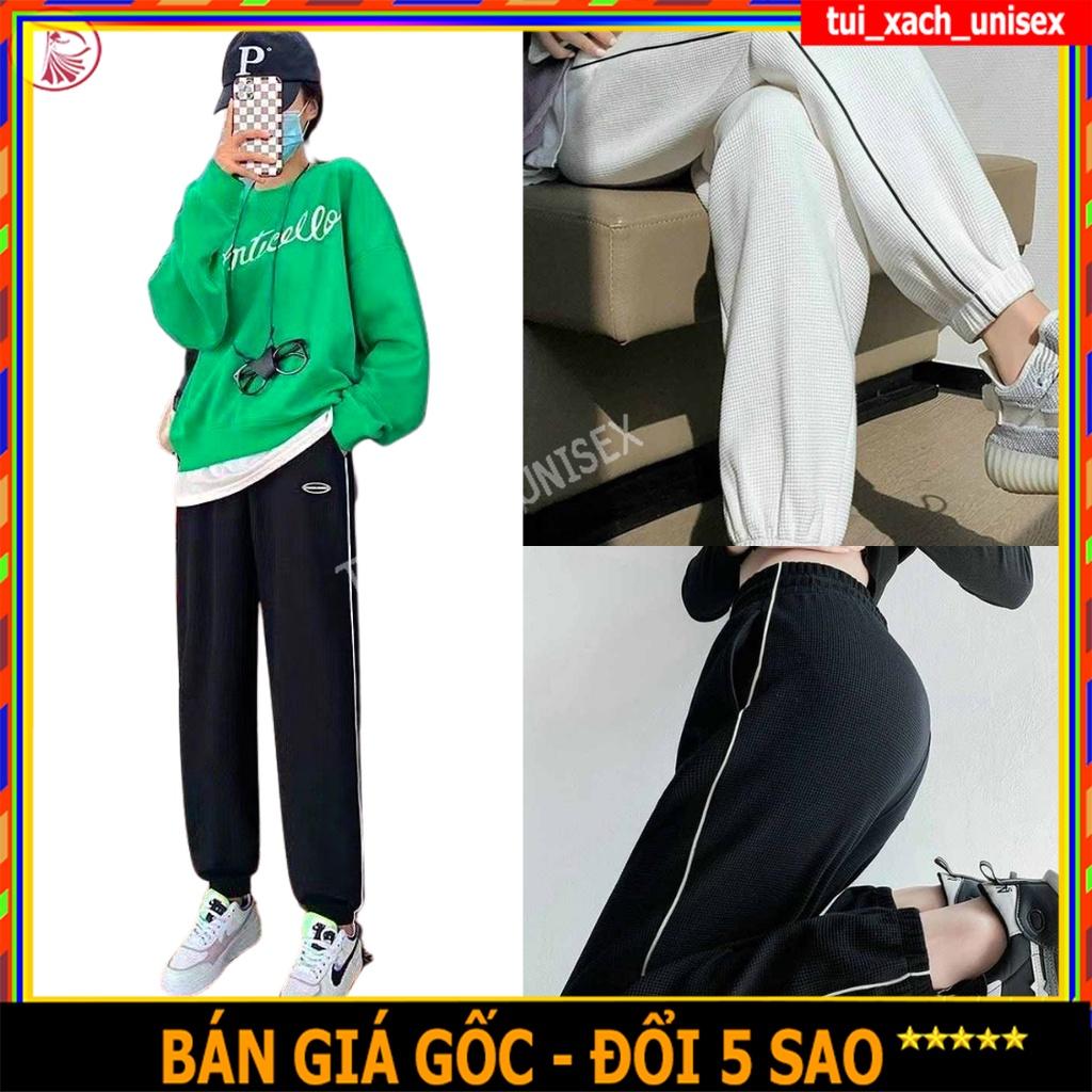 Quần dài Jogger nam nữ thể thao chất xốp VIỀN , Jogger unisex dài phong cách trẻ trung hai màu trắng, đen