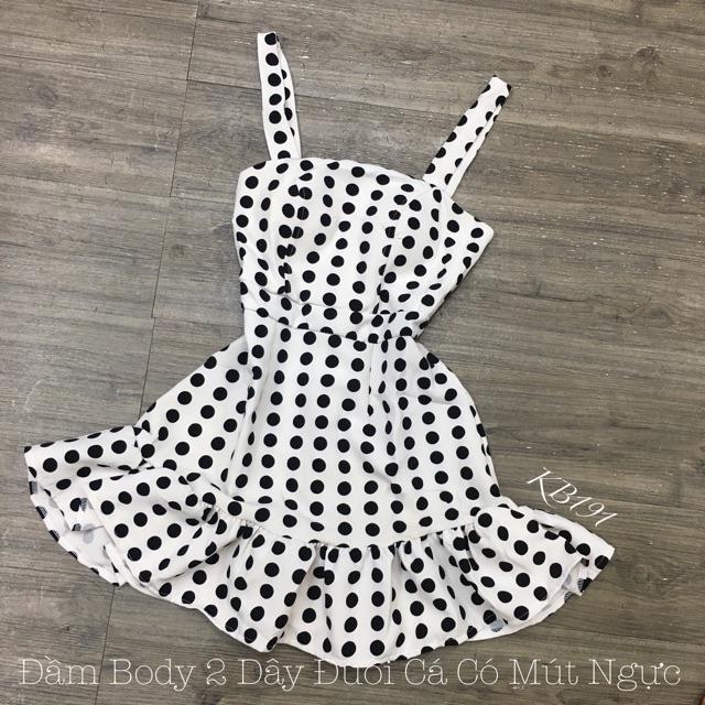 Đầm Body 2 Dây Đuôi Cá Có Mút Ngực