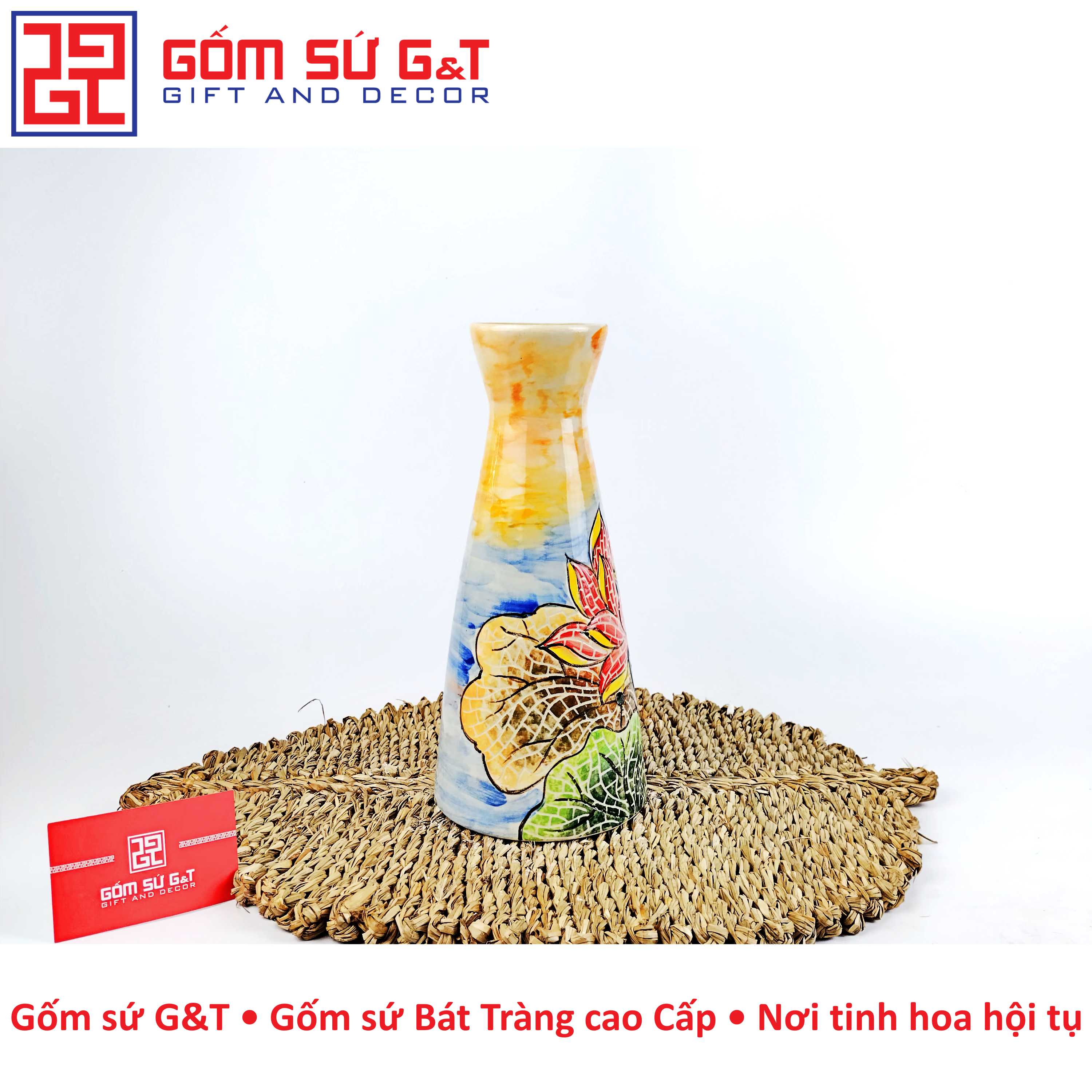 Lọ hoa chân váy sen hồng Gốm Sứ G&amp;T