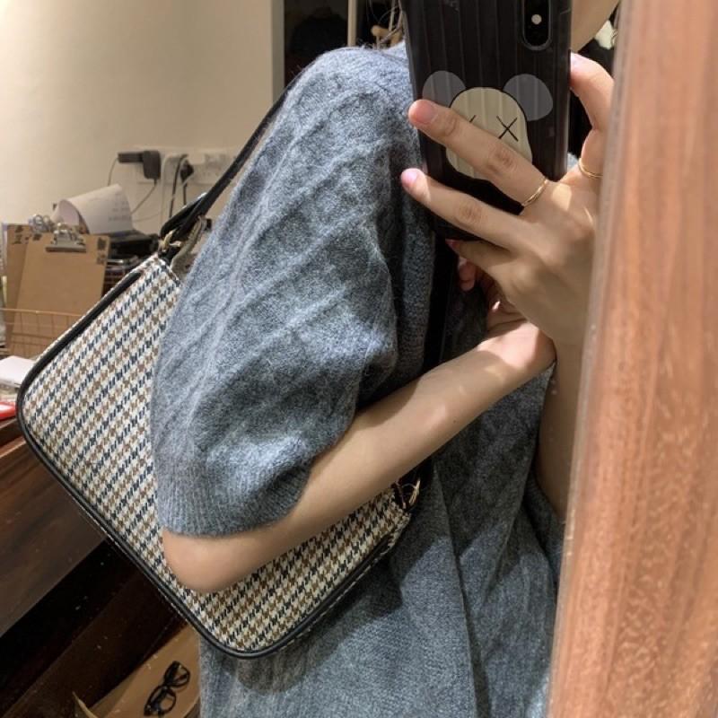 Túi kẹp nách và đeo chéo Hoạ tiết caro cá tính Ulzzang Hàng Quảng Châu
