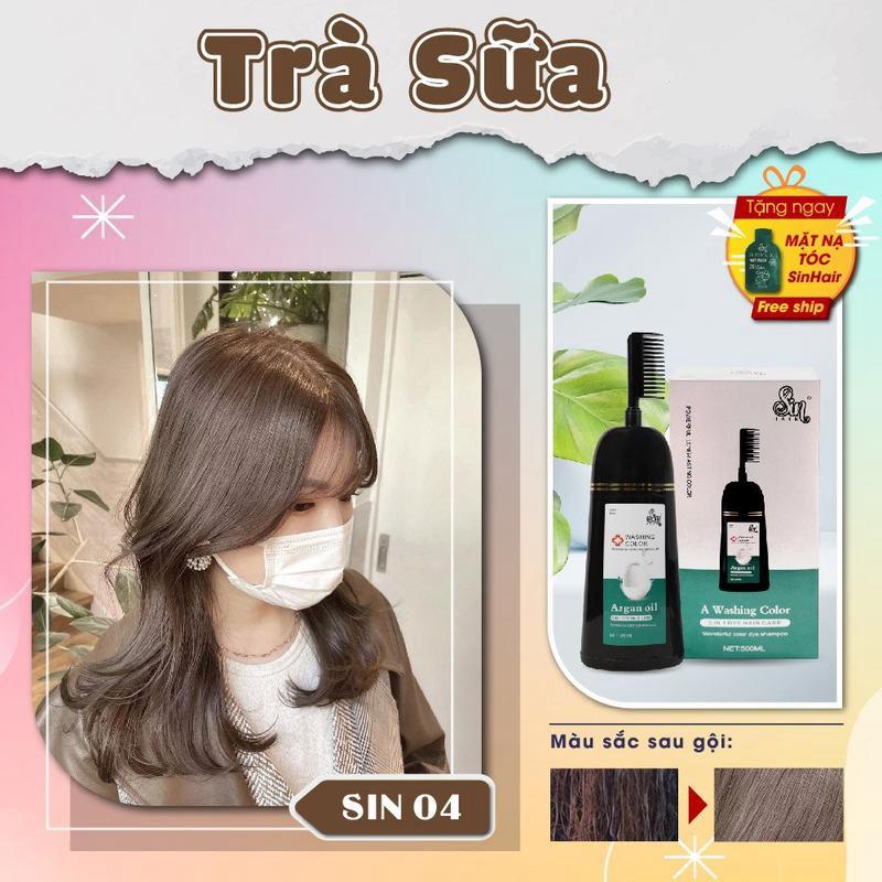 Màu Nâu Trà Sữa - Dầu gội đổi màu tóc Sin hair