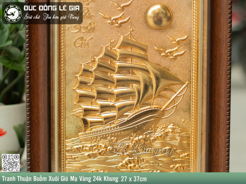 Tranh Thuận Buồm Xuôi Gió Bằng Đồng, Mạ Vàng 24k