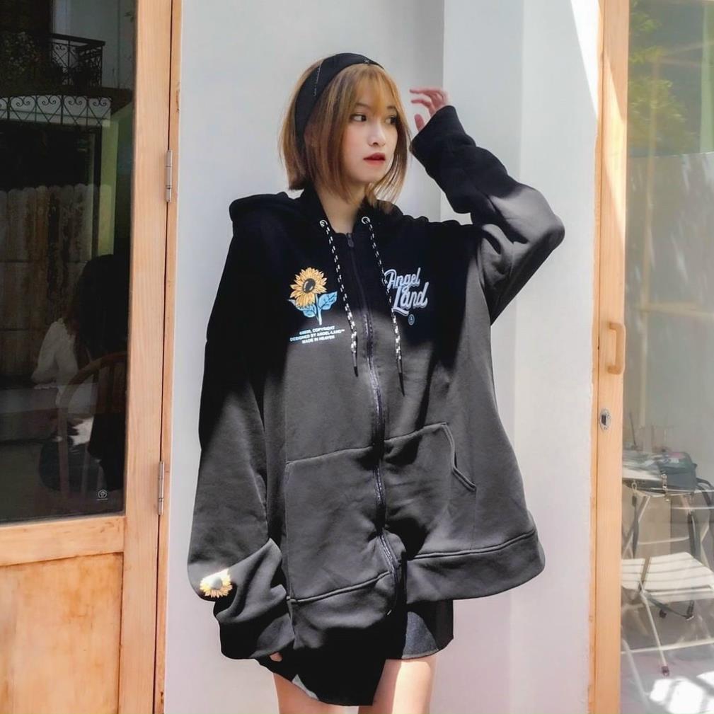 Áo khoác unisex form rộng Nỉ Hoa Hướng Dương nam nữ thời trang kim gia