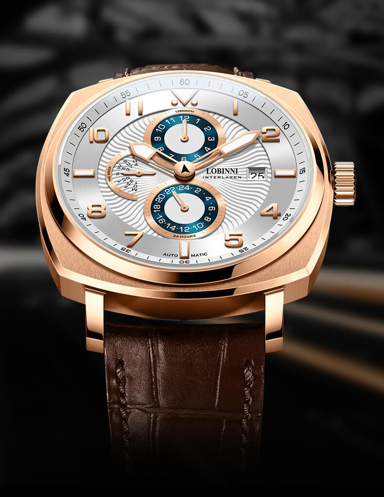 Đồng hồ nam Lobinni No.16053-1 Chính Hãng Thụy Sỹ, Kính Saphire Chống Xước, Chống Nước 50m, Dây Da Cao Cấp, Fullbox