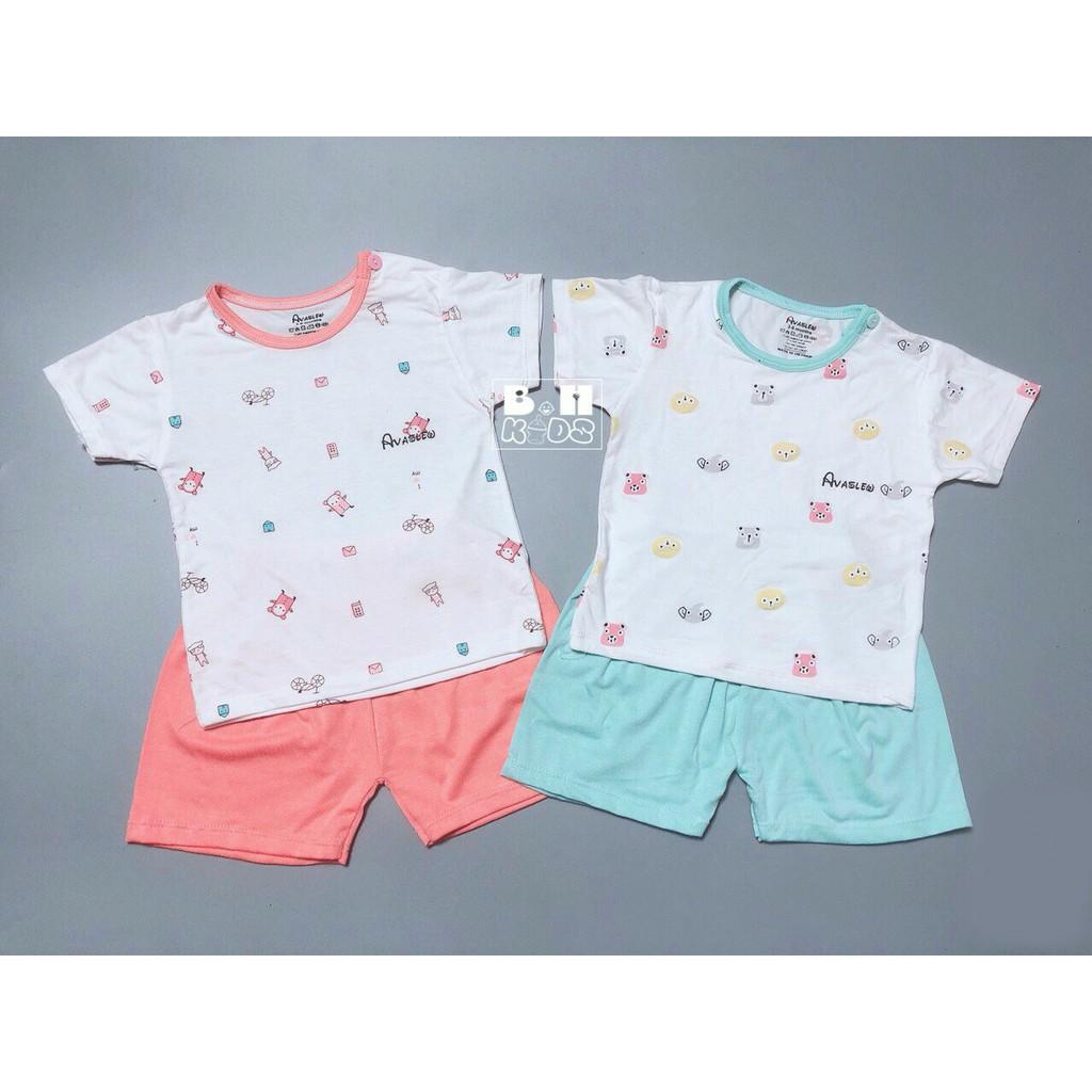 Bộ quần áo CỘC TAY thun lạnh A3 MẪ QUẦN MÀU cho bé từ 0-18 tháng