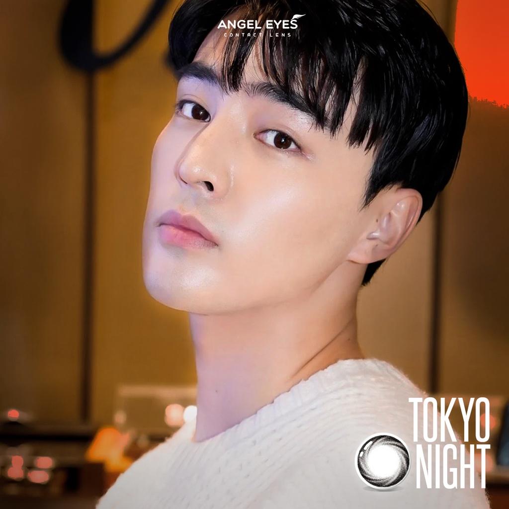 Lens đen giãn tròng Tokyo Night nhãn hiệu Angel Eyes ( Độ cận 0-8 độ )