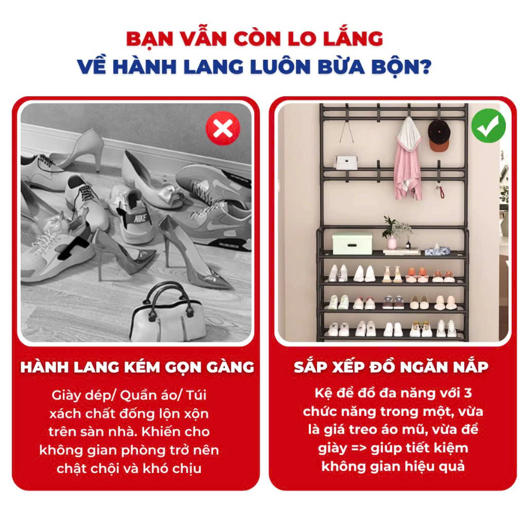 Giá Treo Quần Áo Túi Xách - Kệ Để Đồ Dày Dép Phong Cách Hàn Màu Tự Nhiên