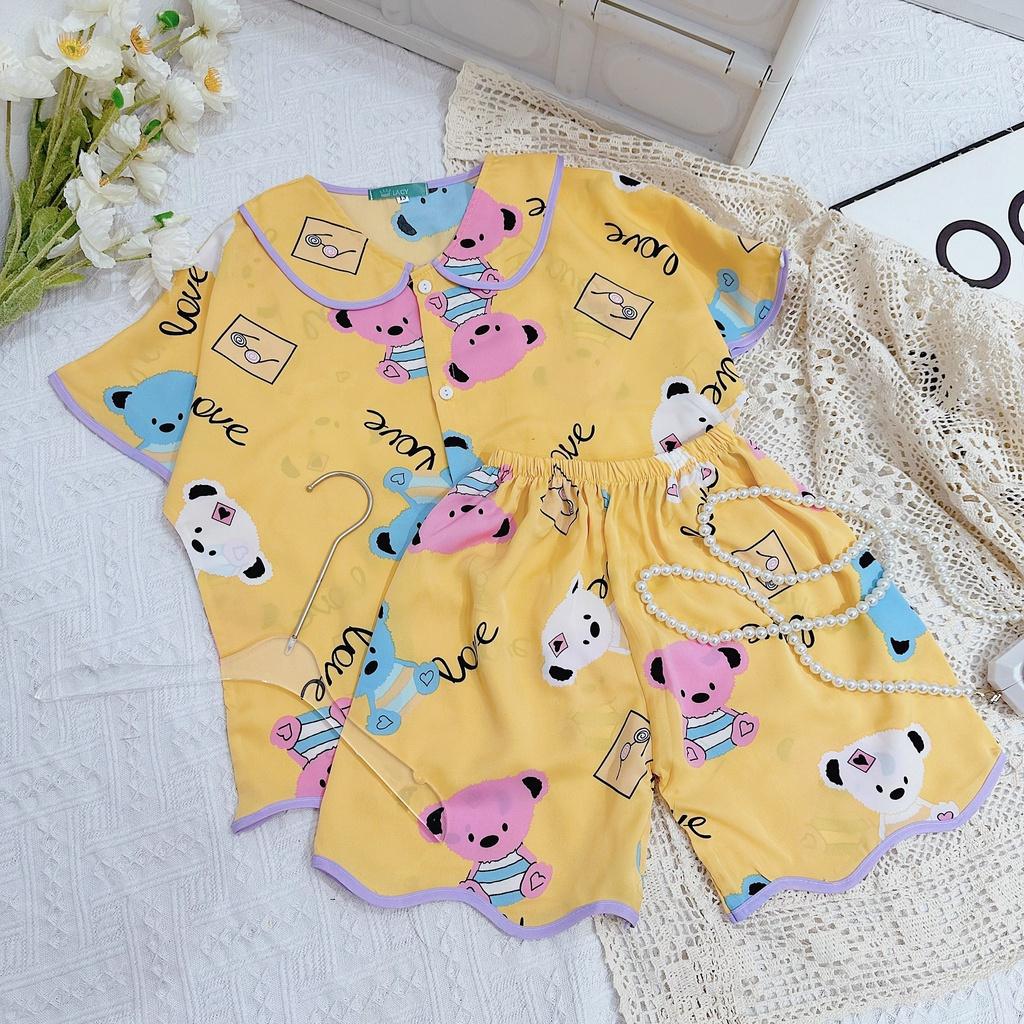 Đồ bộ bé gái, bộ pijama ngắn tay cho bé gái size 18-35kg chất lụa mango mềm mát