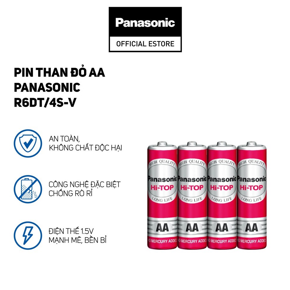 Hộp 60 viên Pin than đỏ AA Panasonic R6DT/4S-V – Hàng Chính Hãng