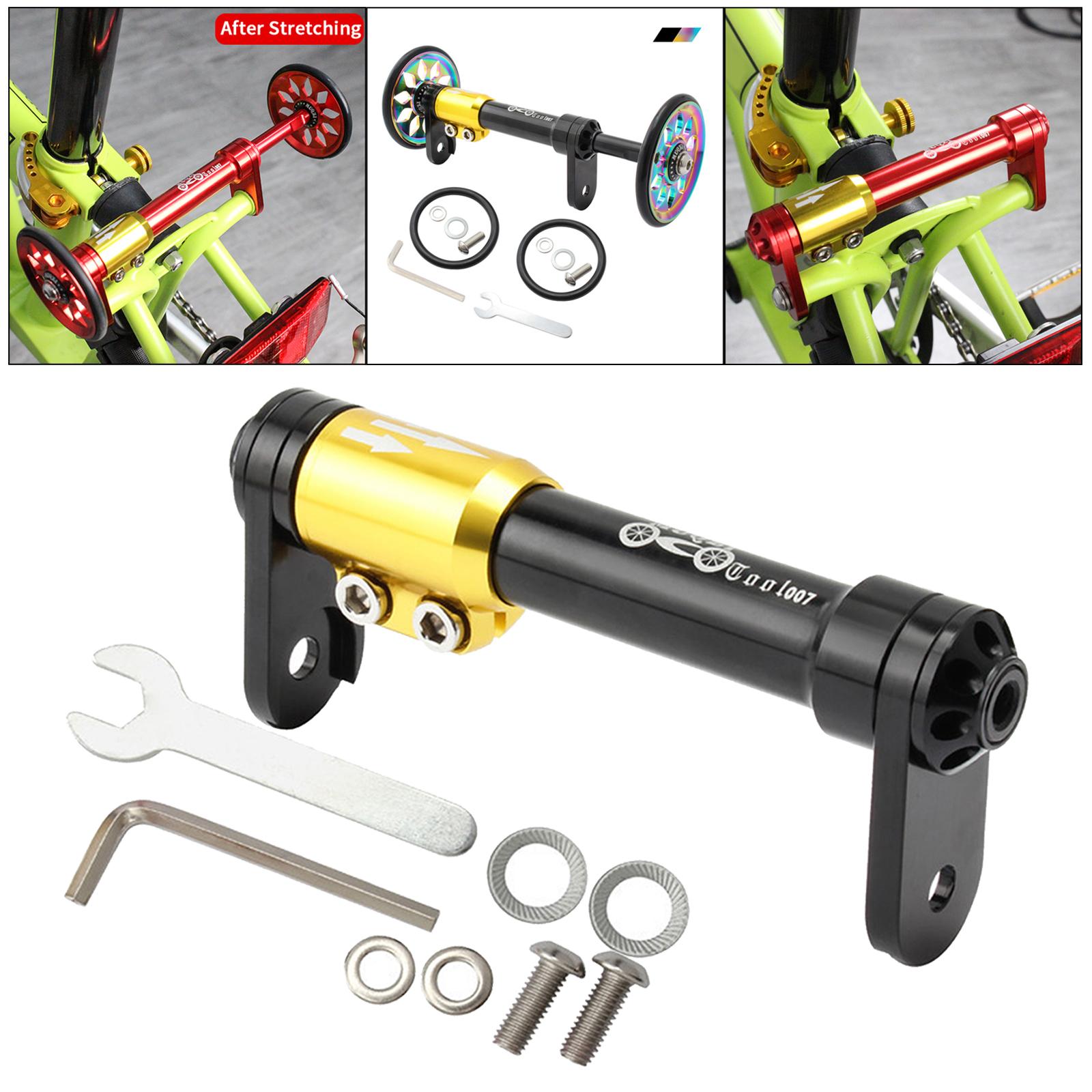 Folding Bike Easy Wheel Extension Rod Rear Cargo Rack for Brompton Folding Bike Transporting Pushing Walking Telescopic Bar Components Parts