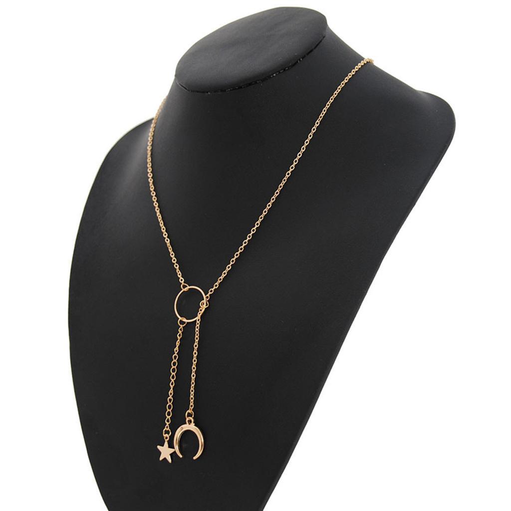 Moon Star Dangle Necklace Golden