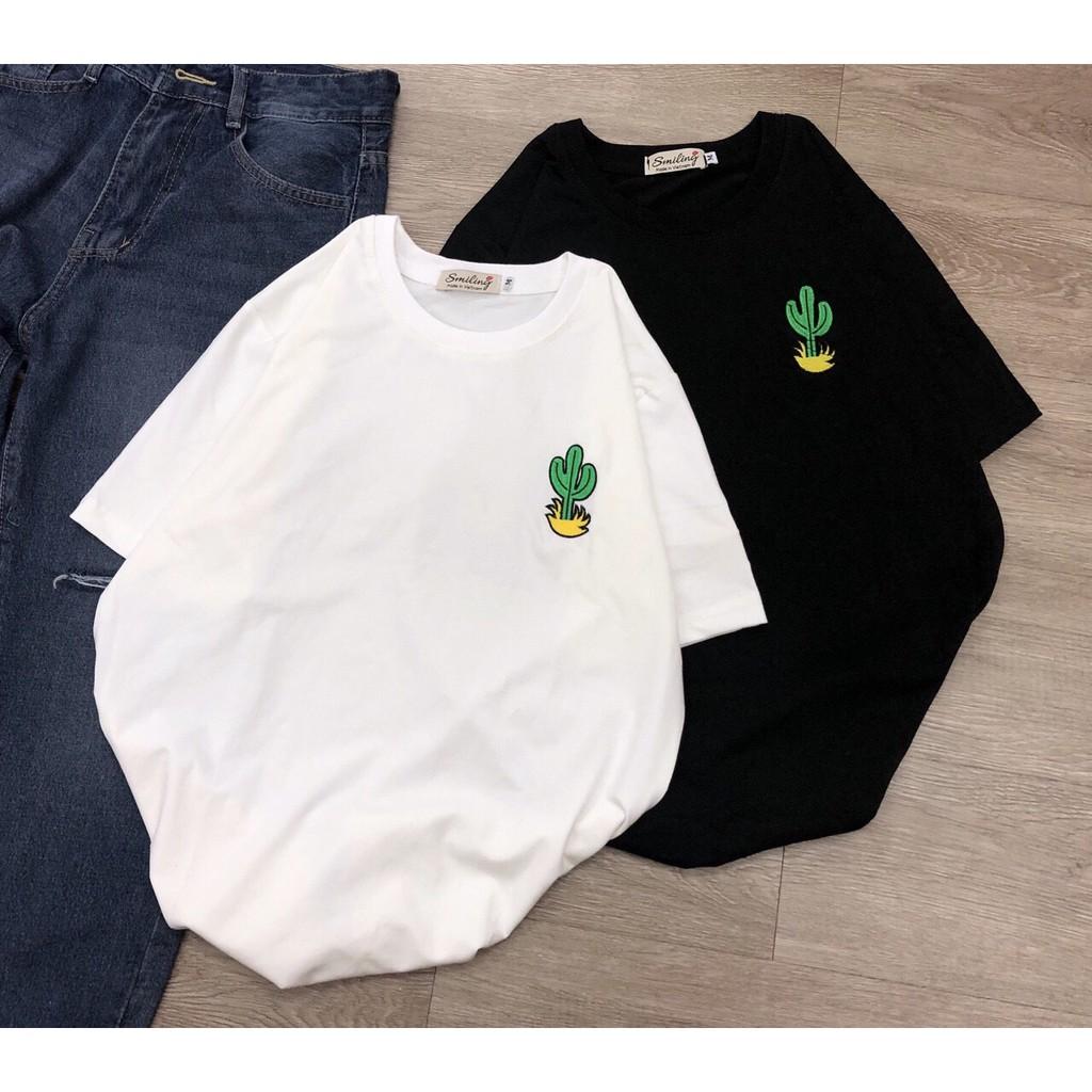 Áo Thun Nữ Tay Lỡ Logo Xương Rồng