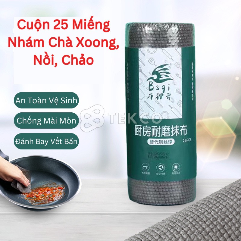 Cuộn khăn lau bếp chất vải NHÁM lau sạch cả vết dầu mỡ cứng đầu,có thể dùng chà xoong nồi tái sử dụng nhiều lần