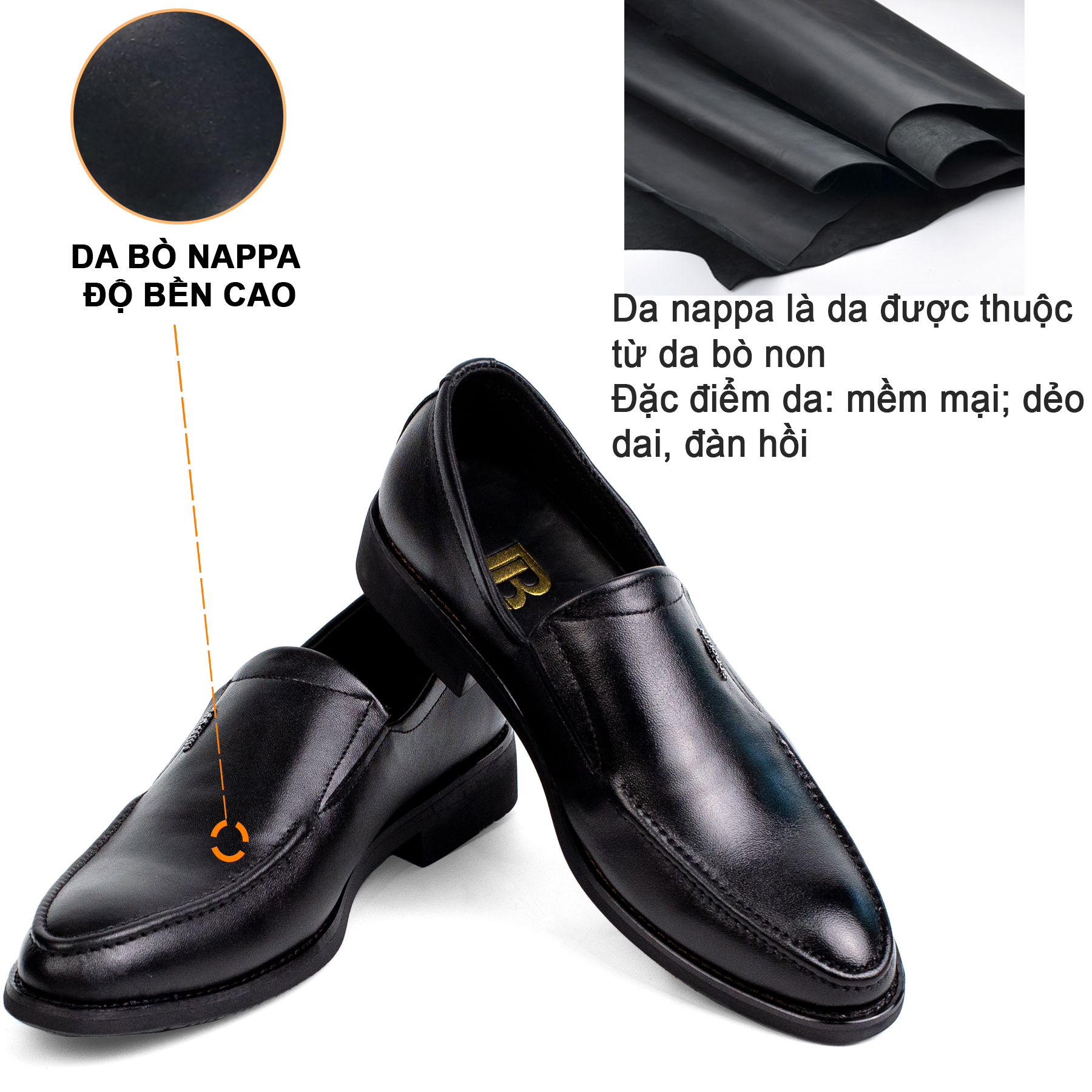 Giày nam công sở da bò nappa cao cấp, giày lười G114- Bụi leather- hộp sang trọng