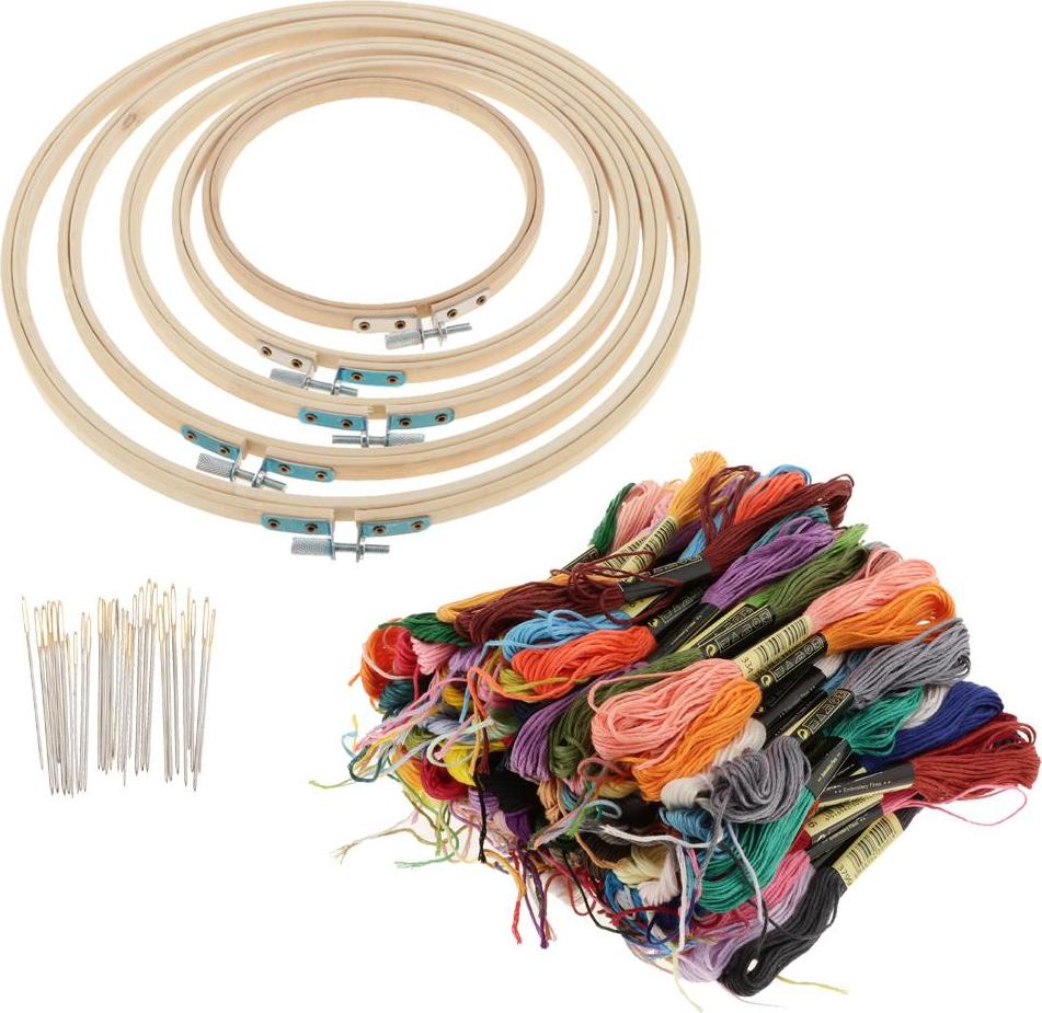 Đầy Đủ các Thêu Bộ Khởi Đầu Chữ Thập Bộ Dụng Cụ Bao Gồm 100 Sợi Tre Thêu Vòng Kim