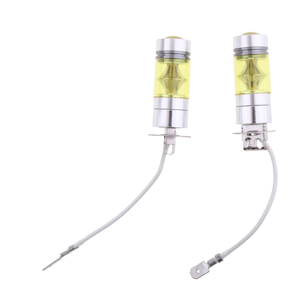 2 Pieces H3 20LED 1000LM 100W High Power Projector Fog Driving Light Bulbs - Yellow