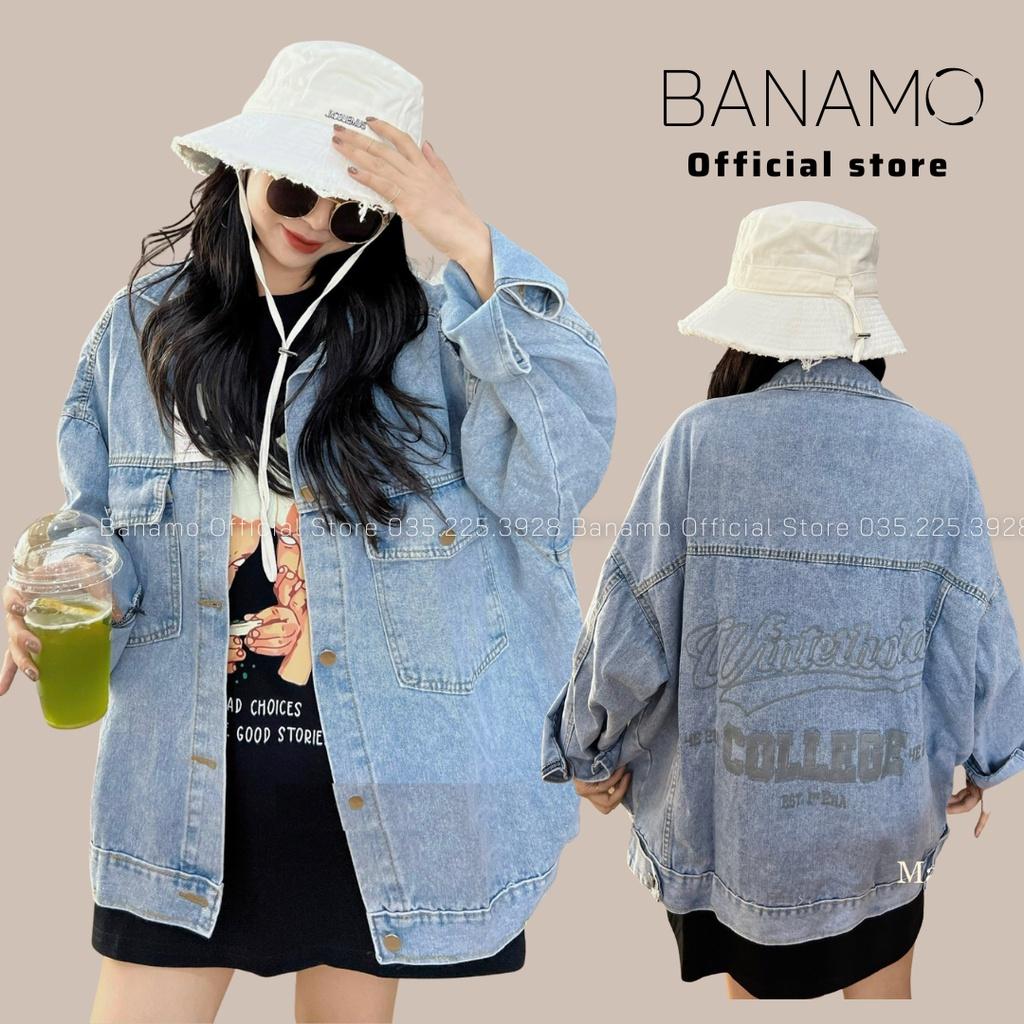 Áo khoác jean UNISEX form rộng nam nữ màu xanh và đen thời trang Banamo Fashion Áo khoác jean 361