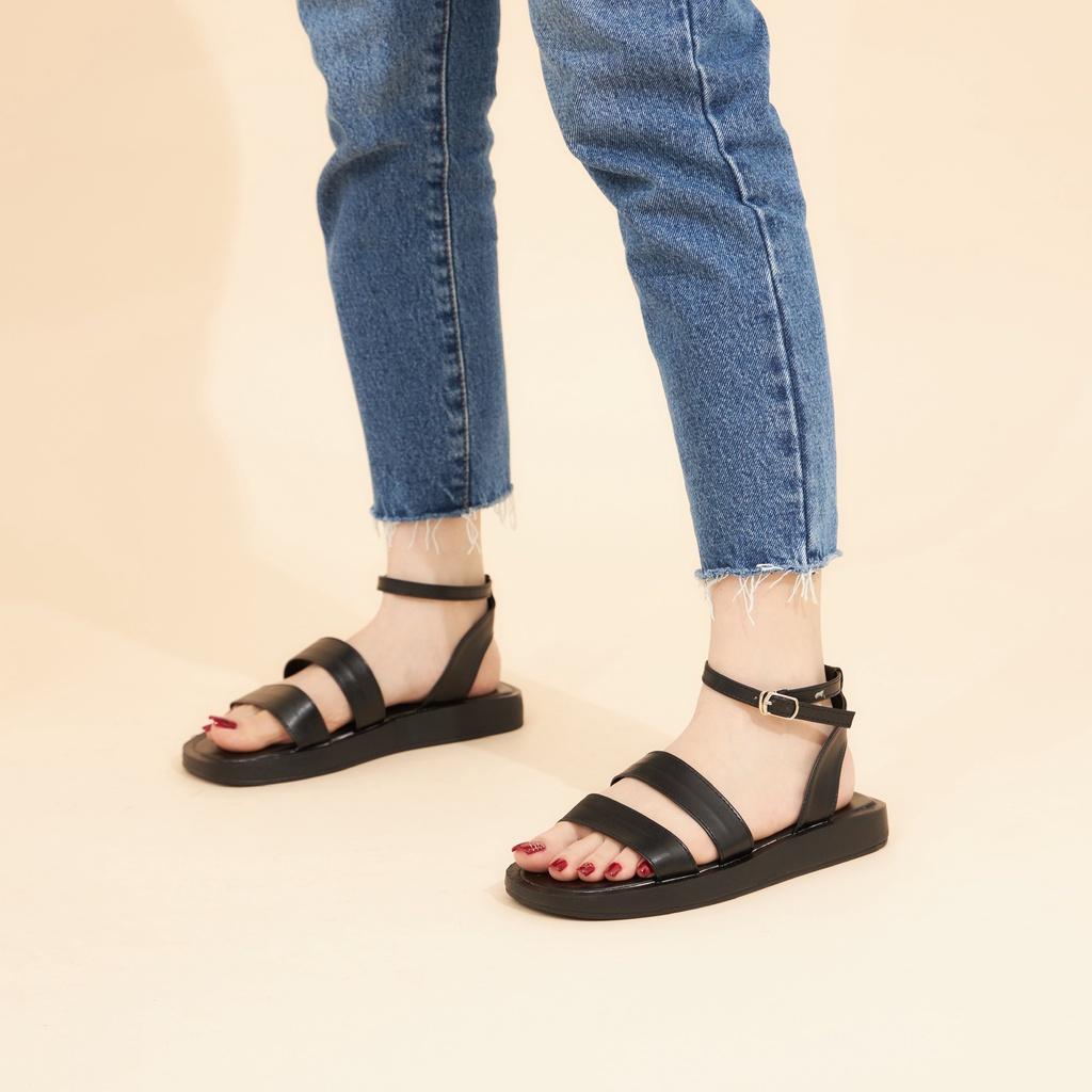 Giày Sandal Nữ MWC 2968 - Sandal Quai Kép Cao 3cm Siêu Hack Dáng Phối Khóa Lót Dán Thời Trang