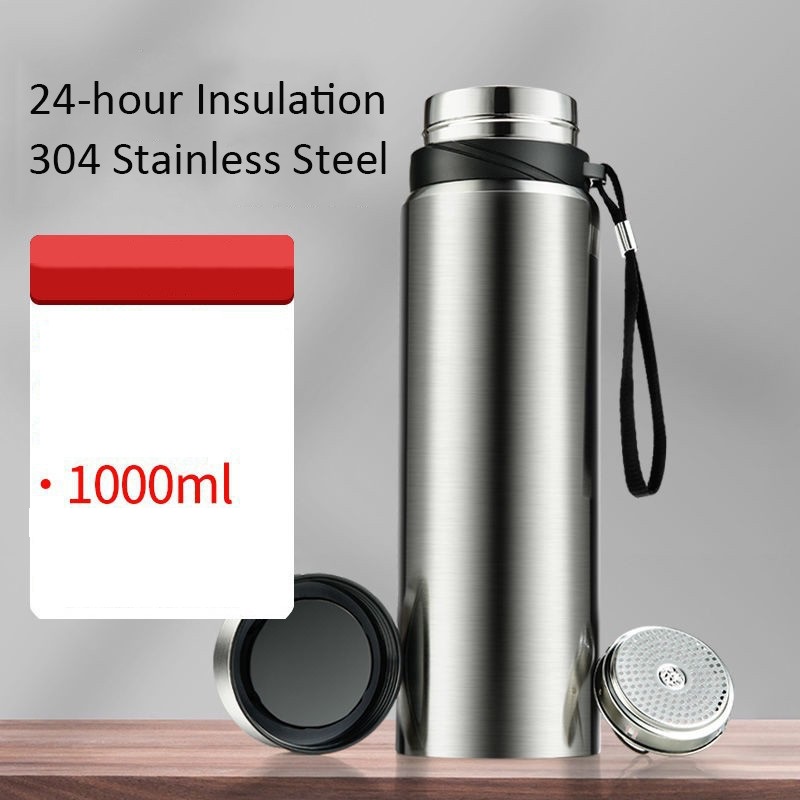 Bình giữ nhiệt inox 304 Dày Giữ Nhiệt Tốt Có Lưới Lọc Và Dây Treo dung tích 1000ML cao cấp