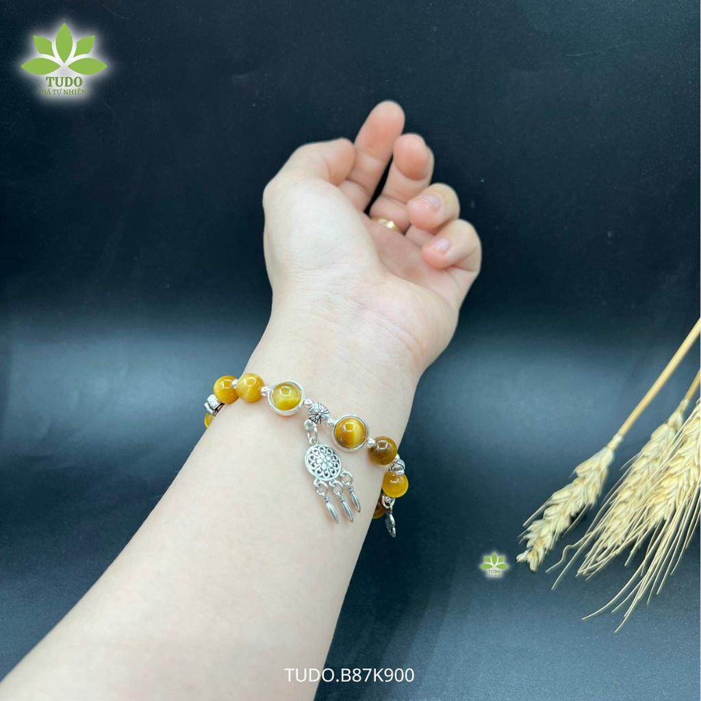 Vòng Tay Nữ Đẹp - Vòng Phong Thủy Mệnh Thổ, Kim TUDO VCBMHVT AG925 B87K900 Charm Dreamcatcher, Cỏ 4 Lá May Mắn