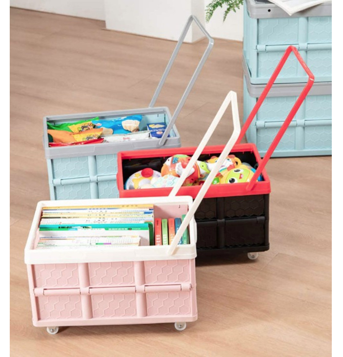 Hộp đựng đồ có thể gập lại có bánh xe và nắp đậy 55L