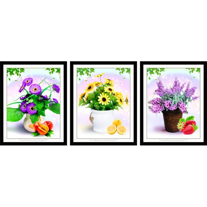 Tranh đính đá bình hoa tuyệt đẹp VS103 - tự đính