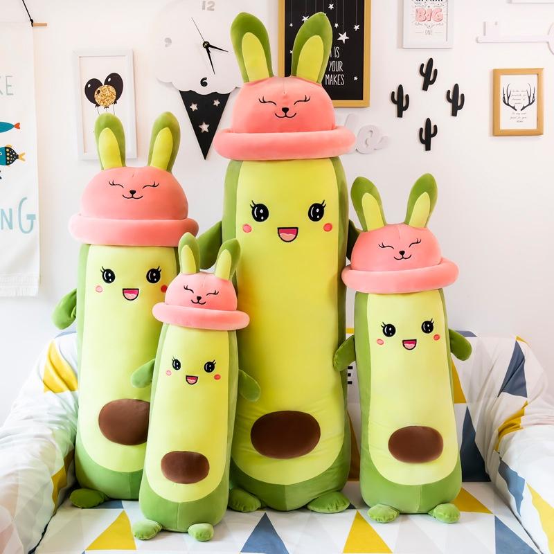 Gấu Bông Qủa Bơ Đội Mũ Hồng, Bơ Thỏ Cute - Hàng Quảng Châu Cao Cấp