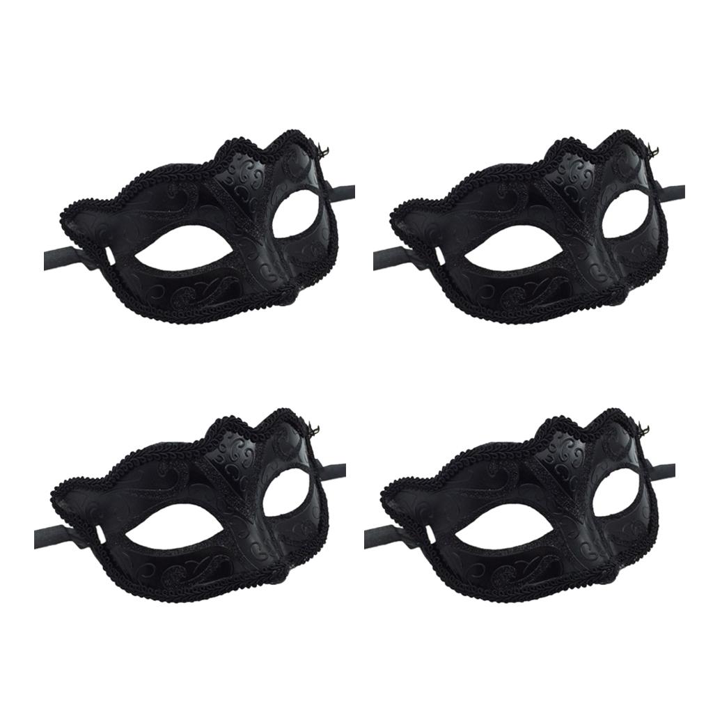 4 Pieces Women Mens Masquerade Ball Mask Venetian Party Eye Mask Black