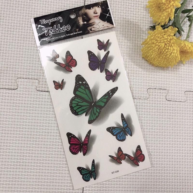 Combo 5 tấm hình xăm dán bướm râu 10x20cm- tặng ngay tấm đồng size khi mua từ 2 combo