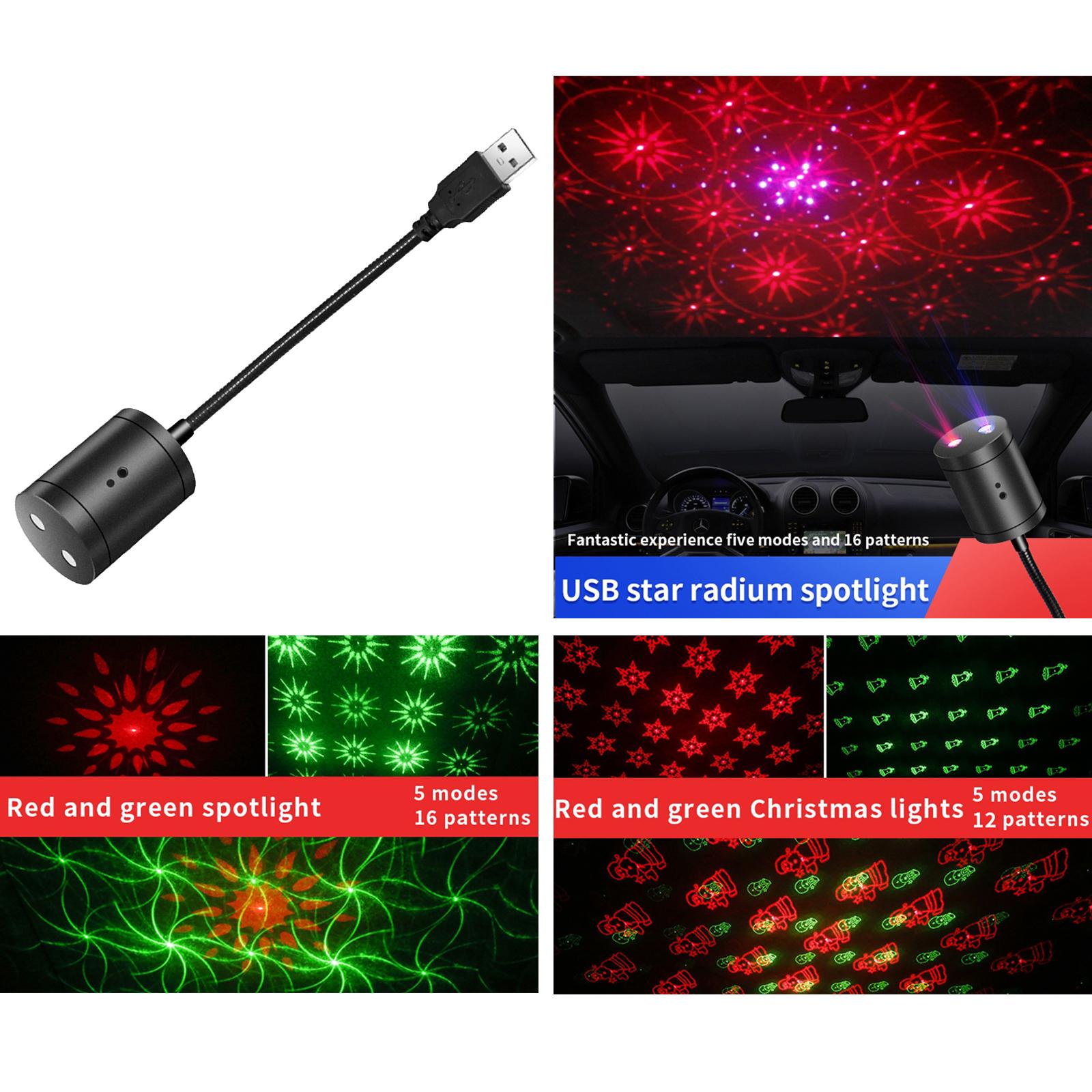 Mini USB LED Car Roof Ceiling Star Night Lights Projector Light Car Atmosphere Light Christmas Ornament