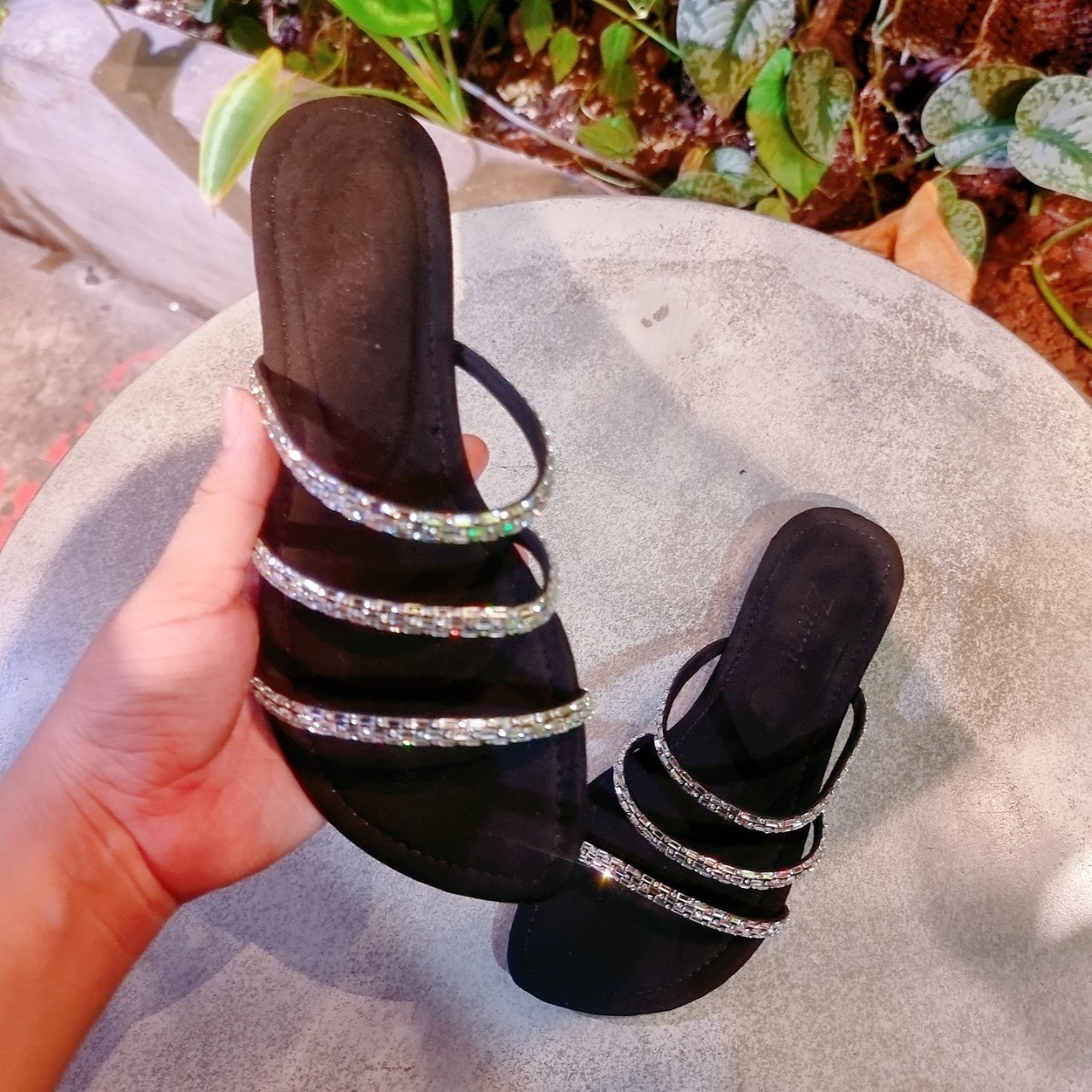 Dép Bệt Nữ 3 Dây Quai Đá Lung Linh Thời Trang Size 35 - 44 DX1