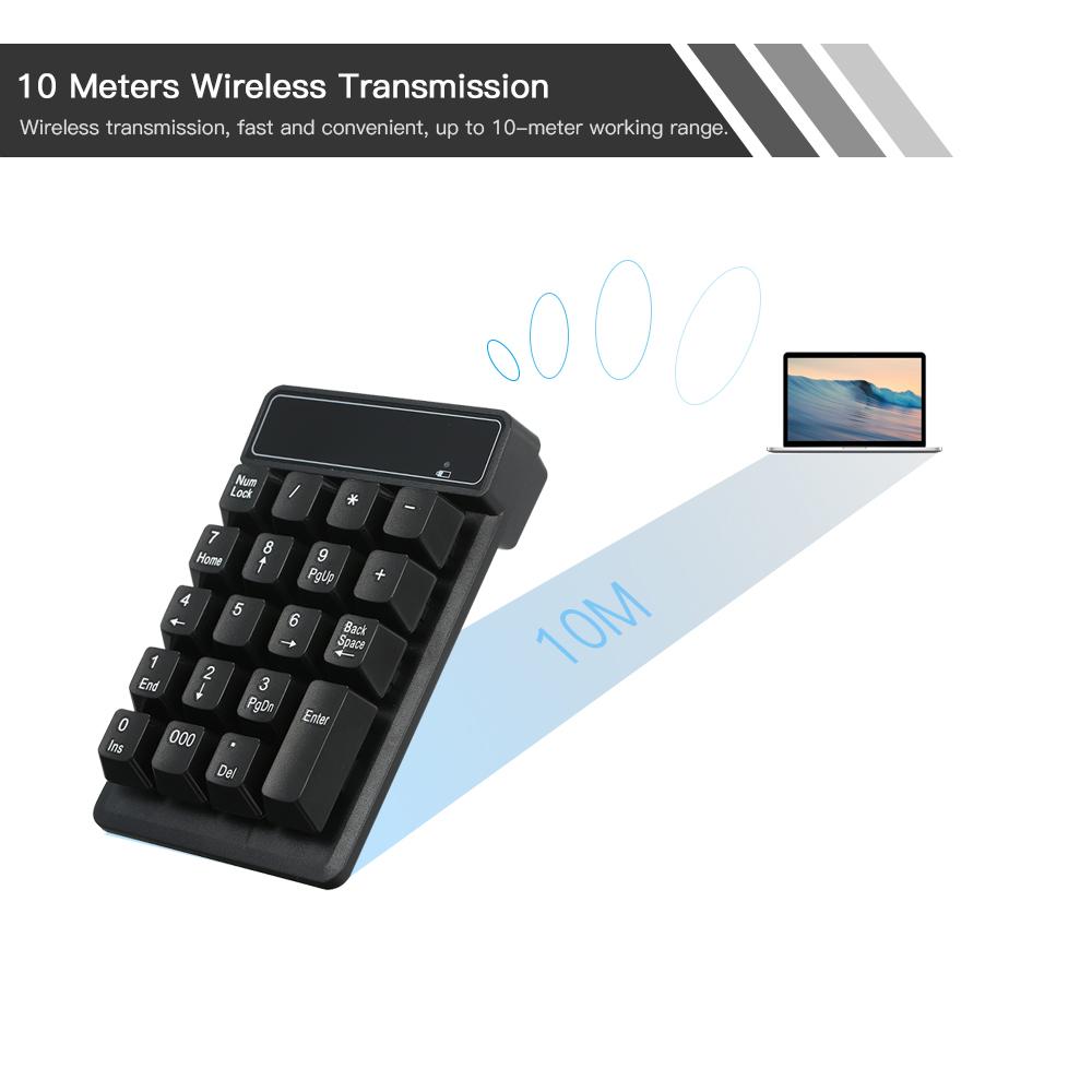 19 Keys 2.4G Wireless Low Noise Mini Numeric Keypad Waterproof ABS Material Replacemnet for Microsoft Android and iMac
