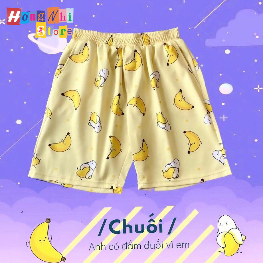 Quần Short Cartoon Unisex Trái Chuối - Quần Đùi Hoạt Hình Siêu Cute - MM