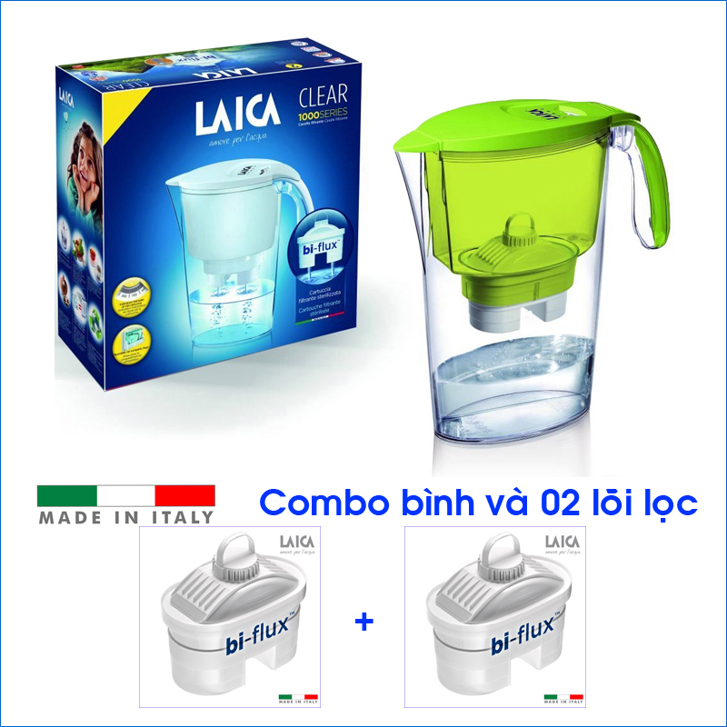 Combo Bình lọc nước LAICA J11A Vàng và 02 Lõi lọc nước